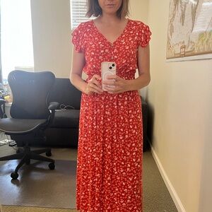 Floral Red Maxi Dress